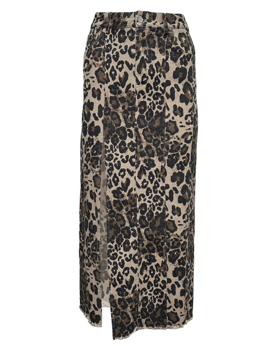 Leopard Denim Skirt - Blackbird Boutique