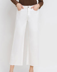 High Rise Crop Wide Leg Denim in White - Blackbird Boutique