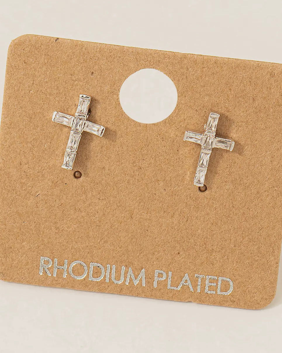 Mini Cross Stud Earrings - Blackbird Boutique