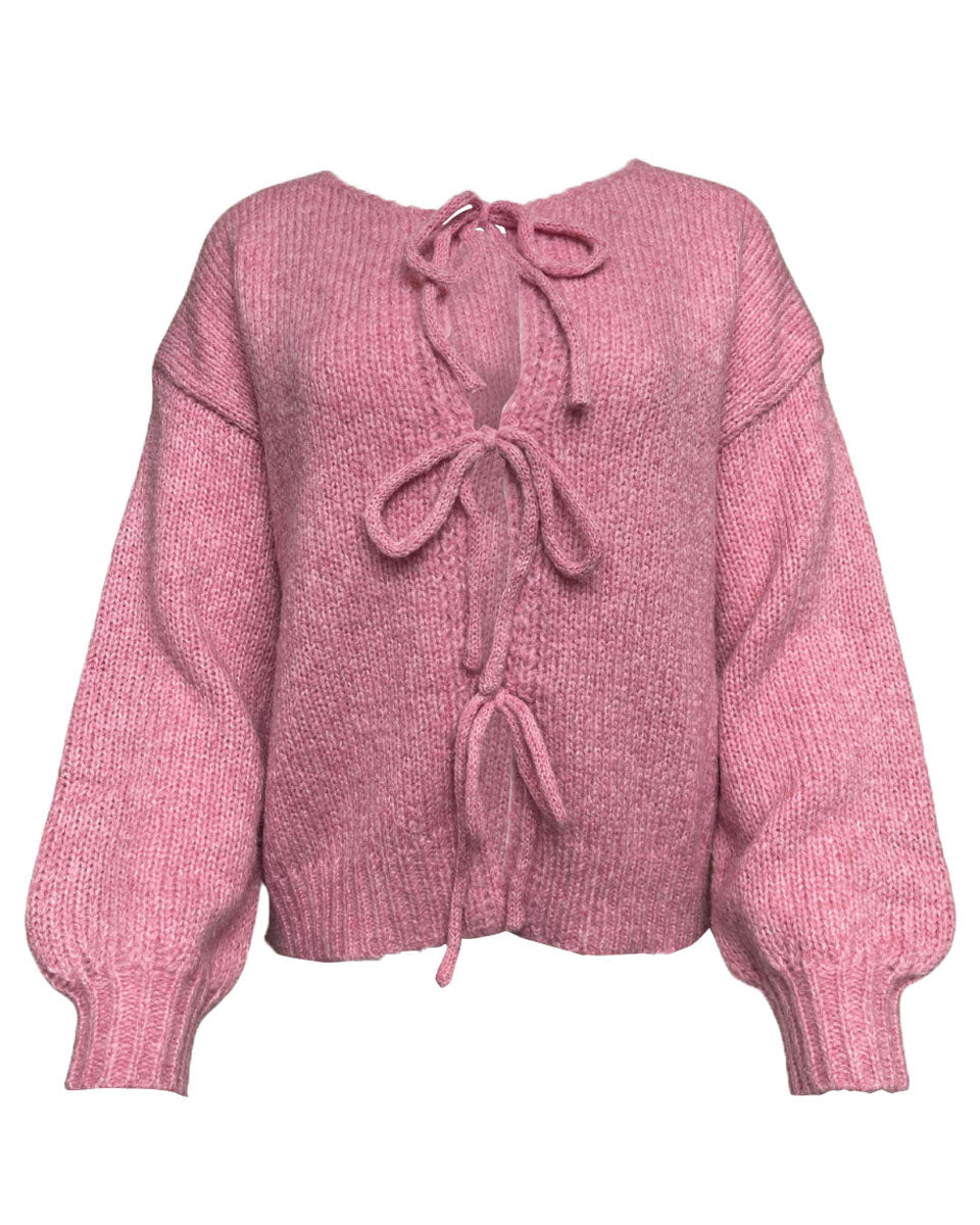 Pink Tie Front Cardigan