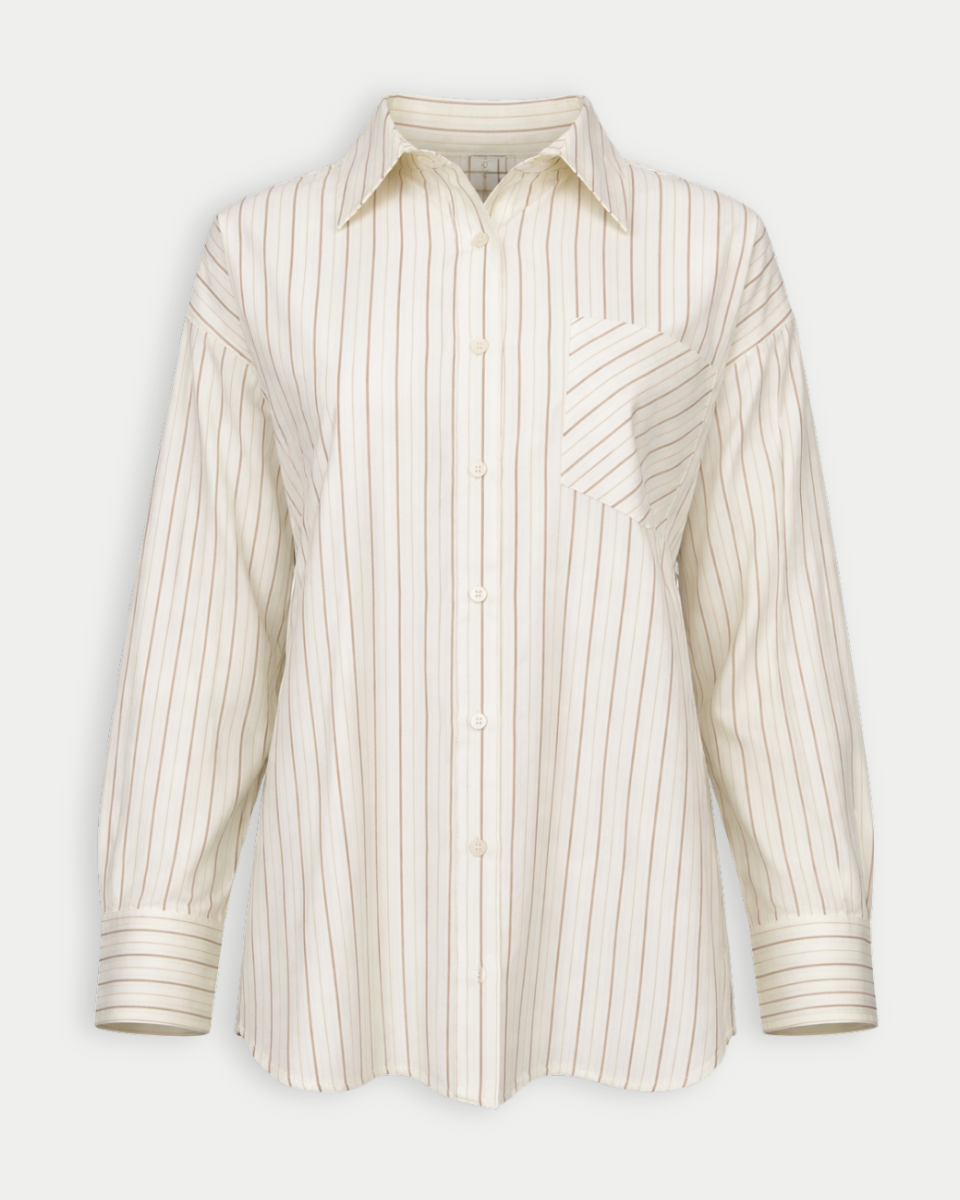LONG SLEEVE STRIPE OVERSIZE SHIRT - Blackbird Boutique