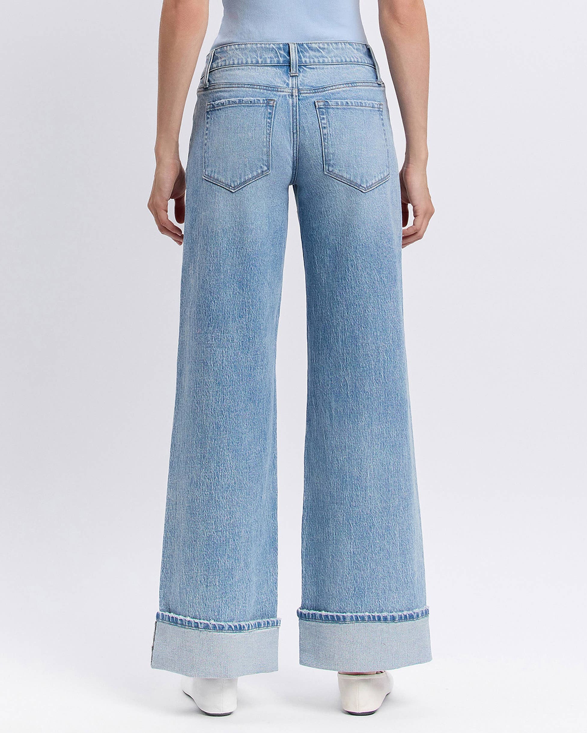 LOW RISE CUFFED BAGGY WIDE JEANS | LONDON - Blackbird Boutique