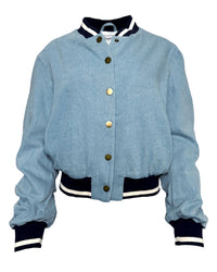 MINERAL WASHED DENIM VARSITY JACKET