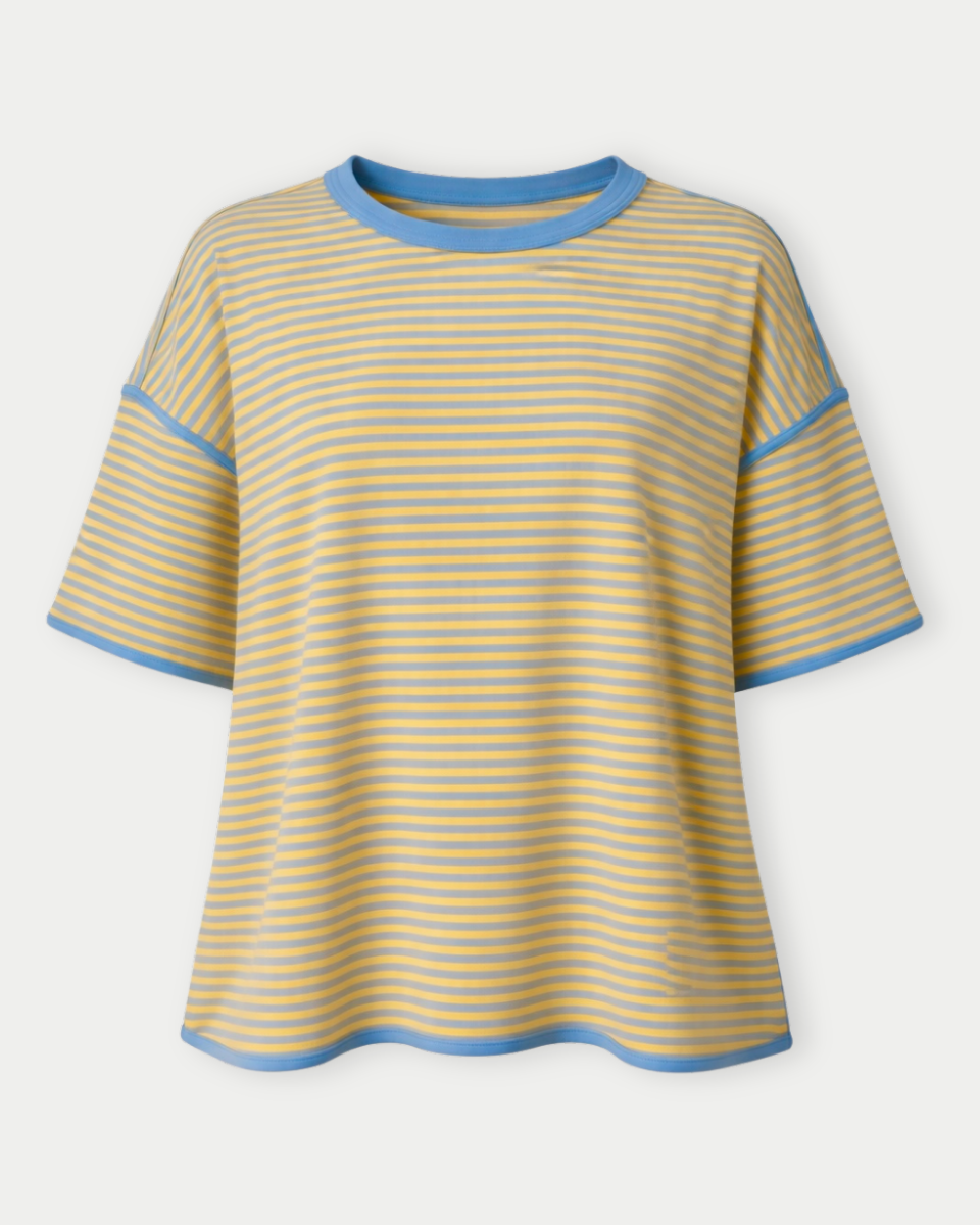 Striped Oversized Knit Top Yellow/Blue - Blackbird Boutique