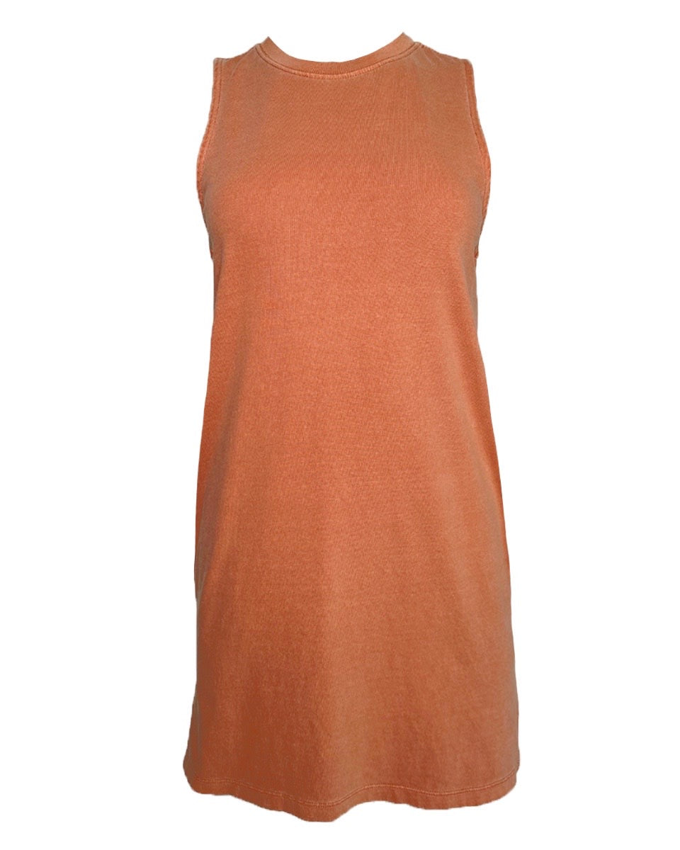 Cotton Knit Sleeveless Mini Dress in Baked Clay - Blackbird Boutique