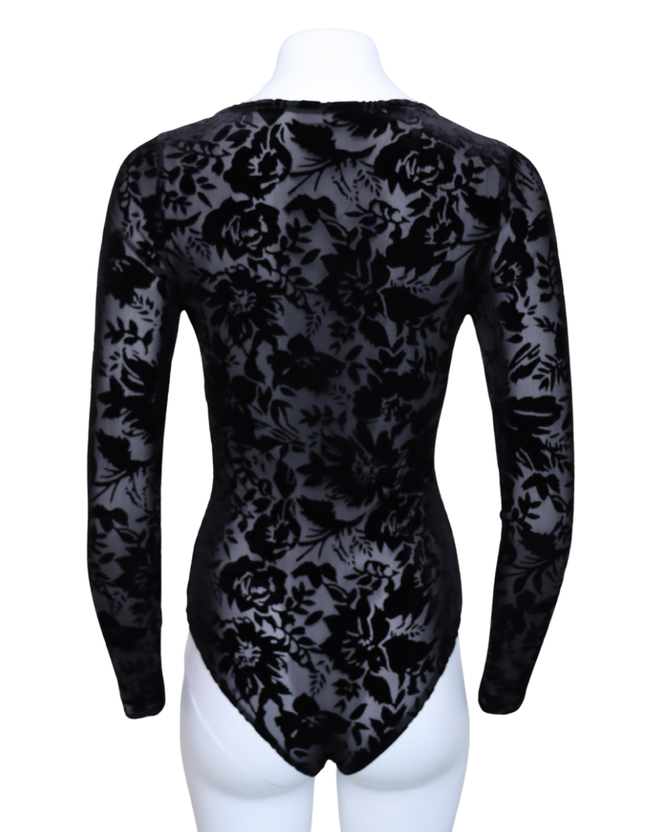 Black Velvet Mesh Bodysuit - Blackbird Boutique