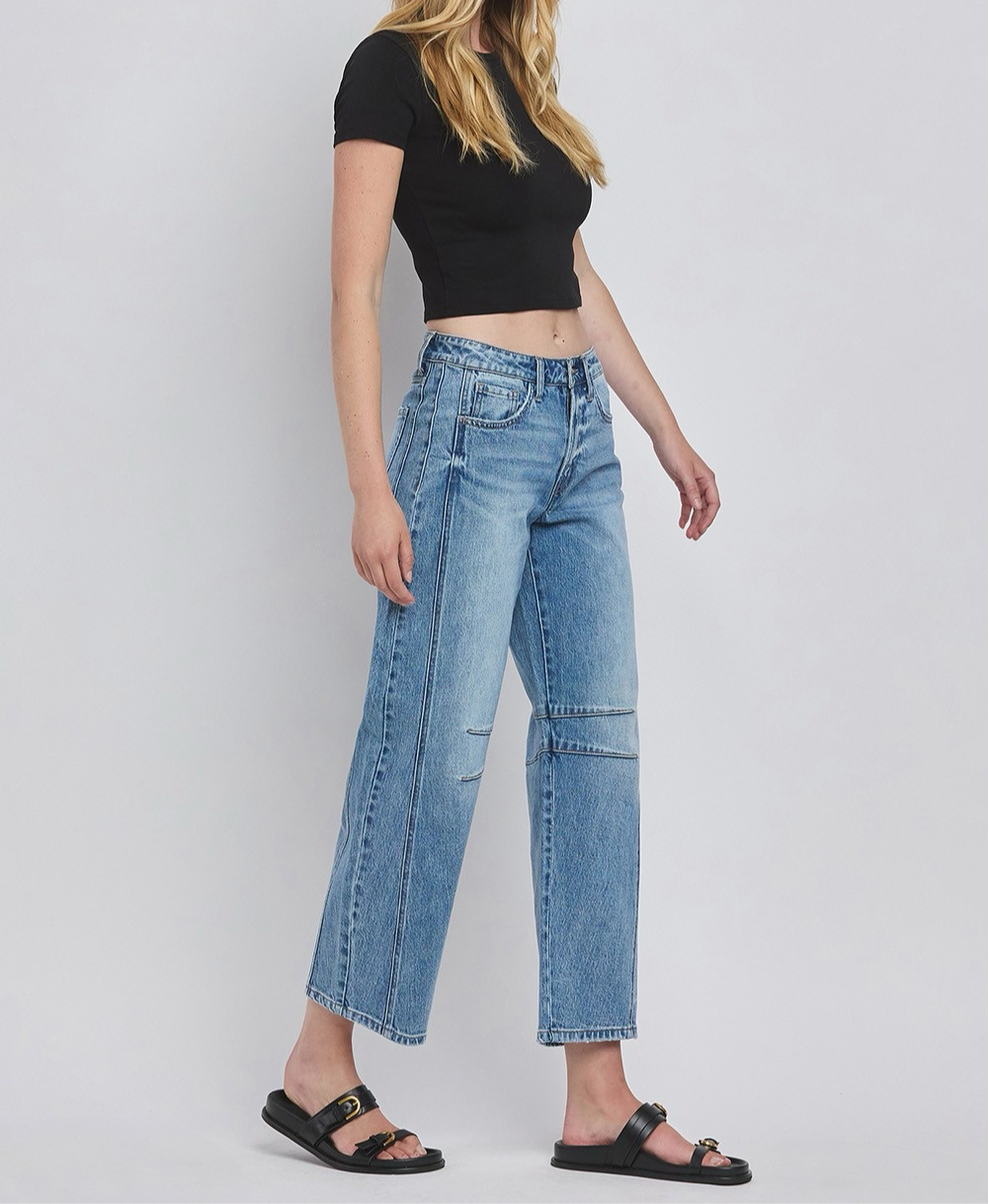 HIGH RISE BARREL LEG JEANS