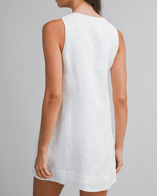 Maggie White Scallop Detail Mini Dress - Blackbird Boutique