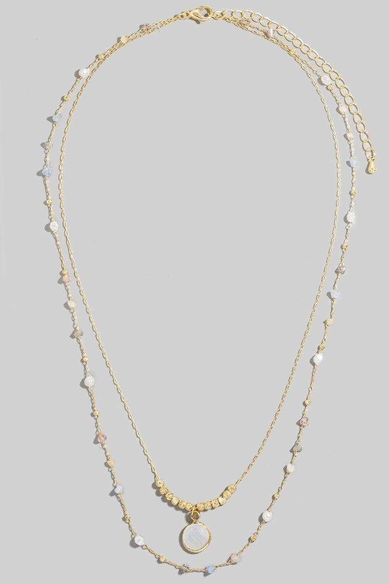 Mother of Pearl Charm Layered Necklace