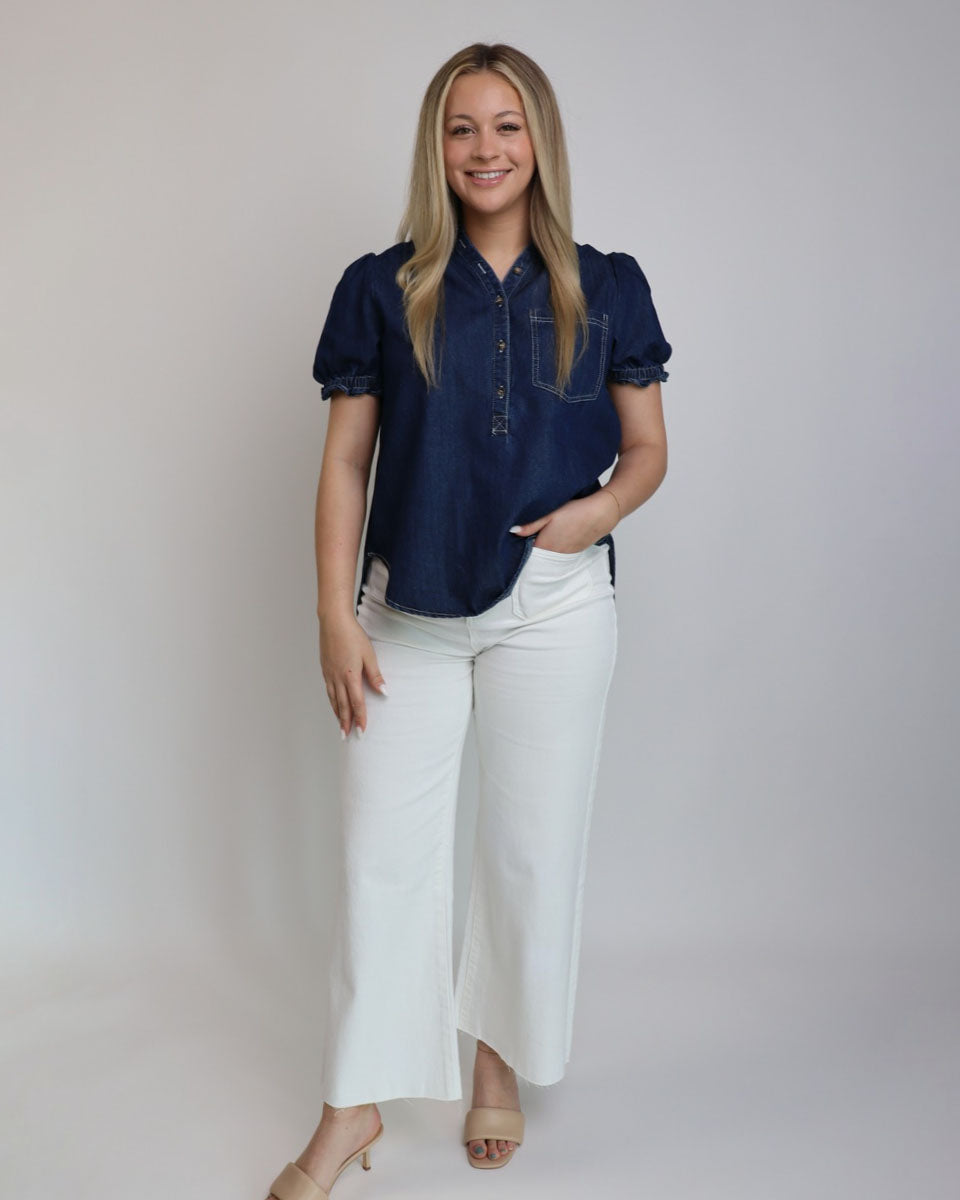 White Wide Leg Denim - Blackbird Boutique