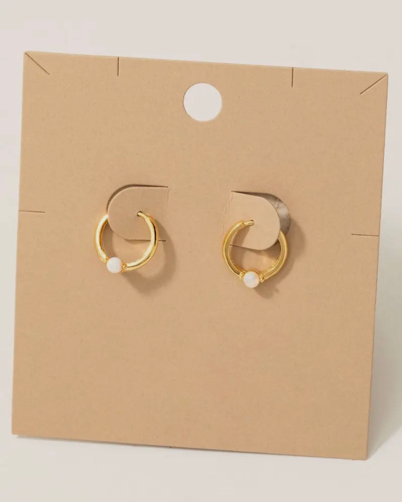 Gold Dipped Mini Opal Stud Hoop Earrings - Blackbird Boutique