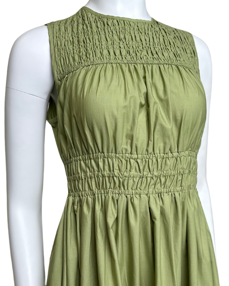 Sleeveless Shirring Midi Dress - Blackbird Boutique