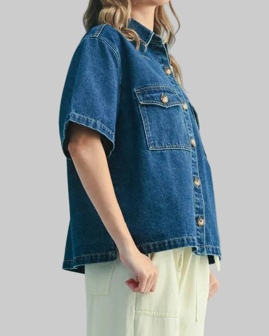 BUTTON-UP DENIM SHIRT