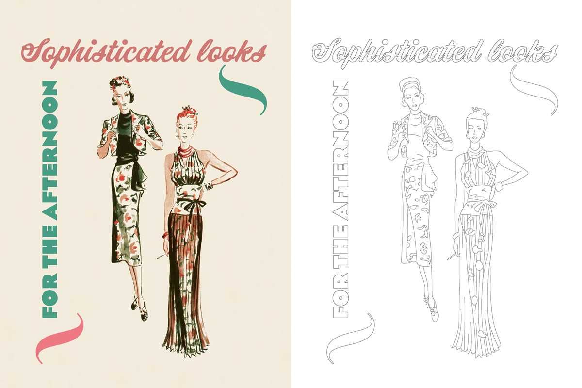 Marie Claire 1930s Fashion Styles Coloring Book