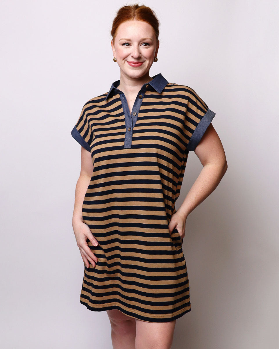 Chelsea Yacht Club Relaxed Fit Casual Stripe Polo Mini Dress