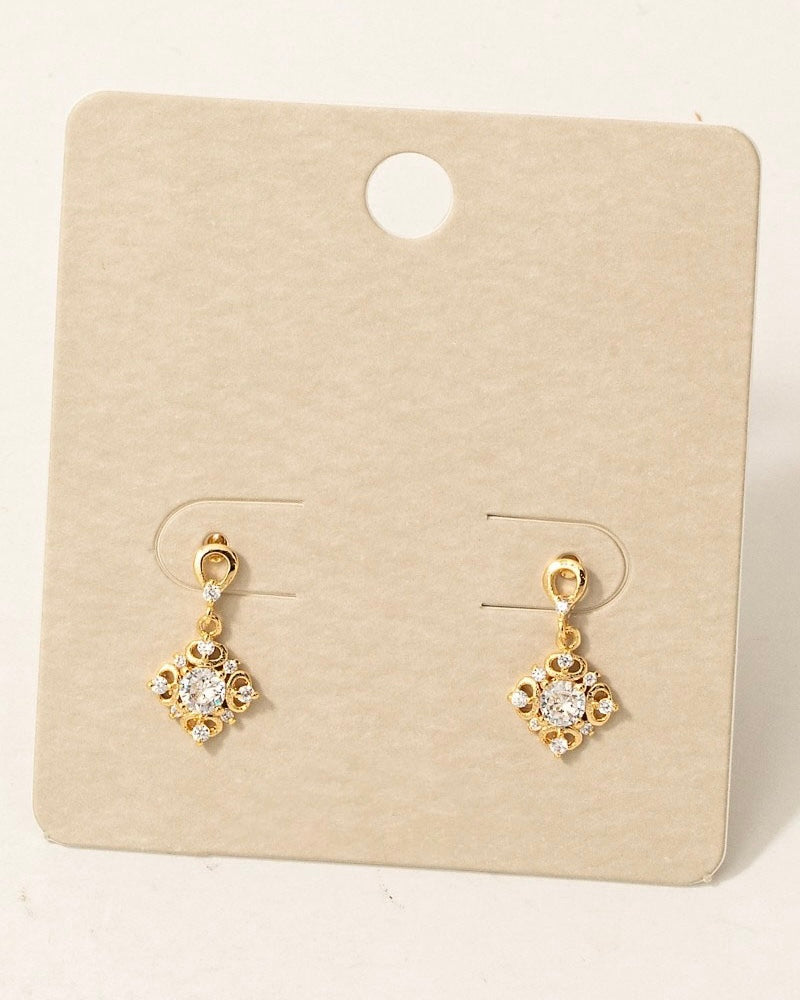 Intricate CZ Charm Dangle Stud Earrings - Blackbird Boutique