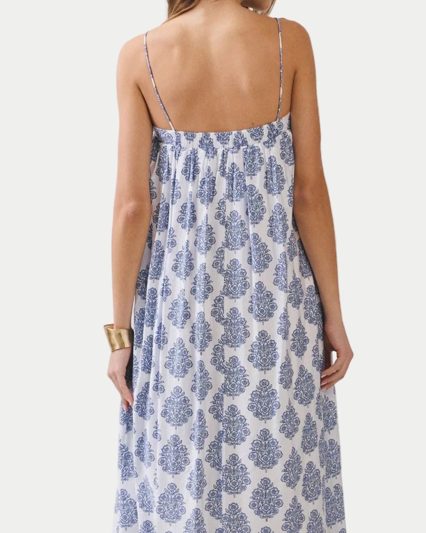 Printed Flowy Silhouette Side Pockets Maxi Dress -Back View  Blackbird Boutique
