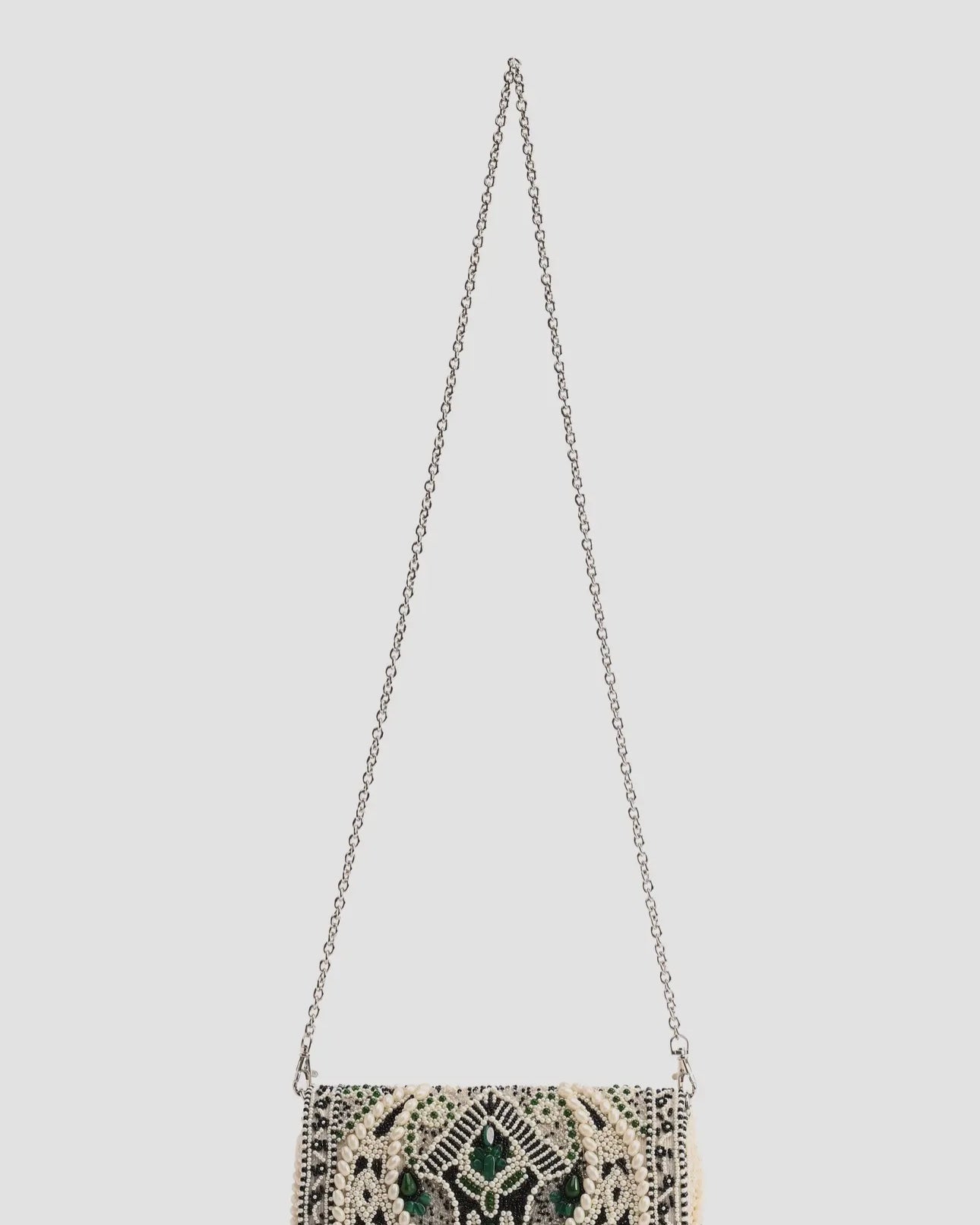 Emerald Stone Hand Embellished Shoulder Bag