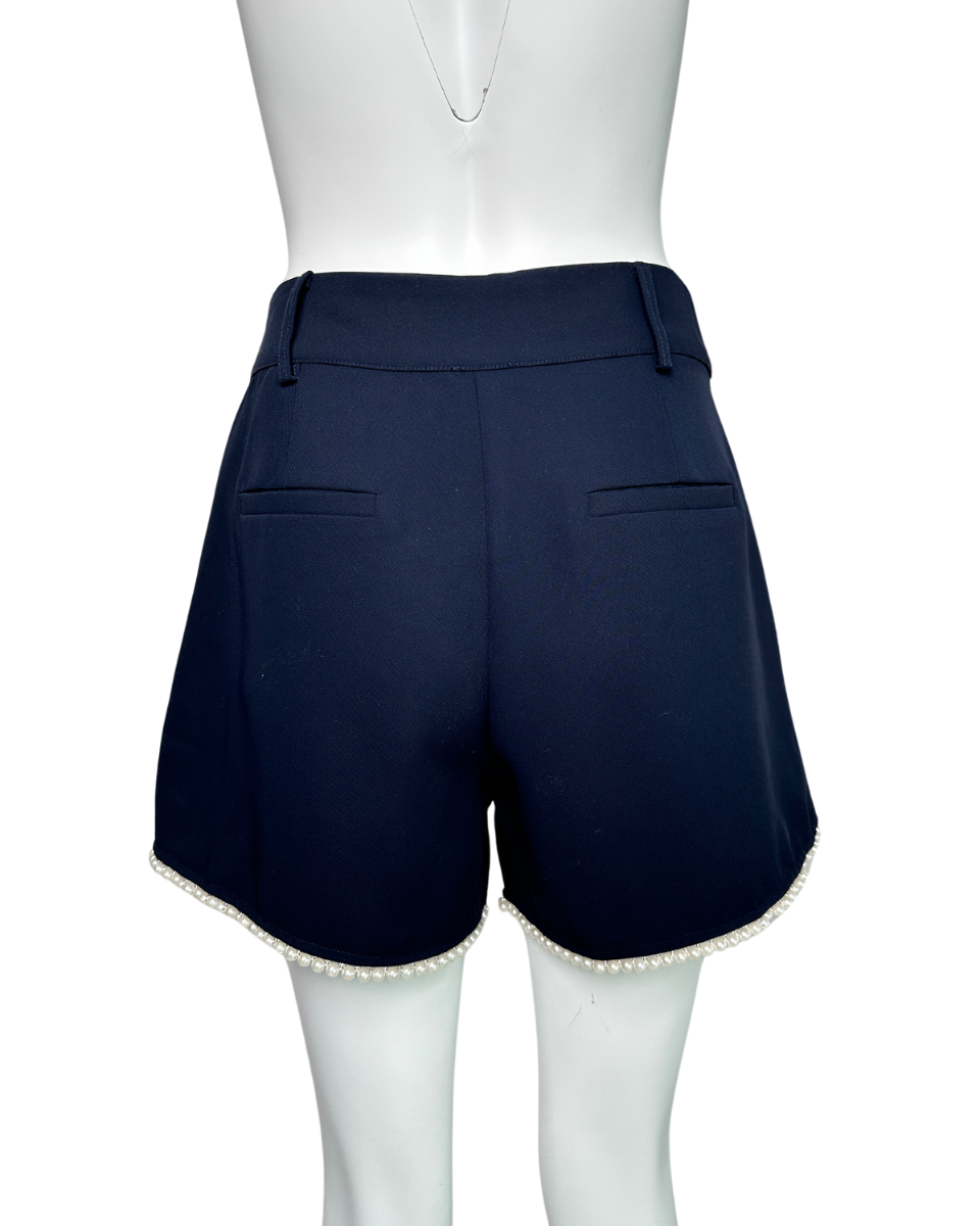 Pearl Embellished Shorts in Navy - Blackbird Boutique