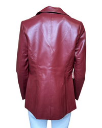 Faux Leather Blazer in Wine