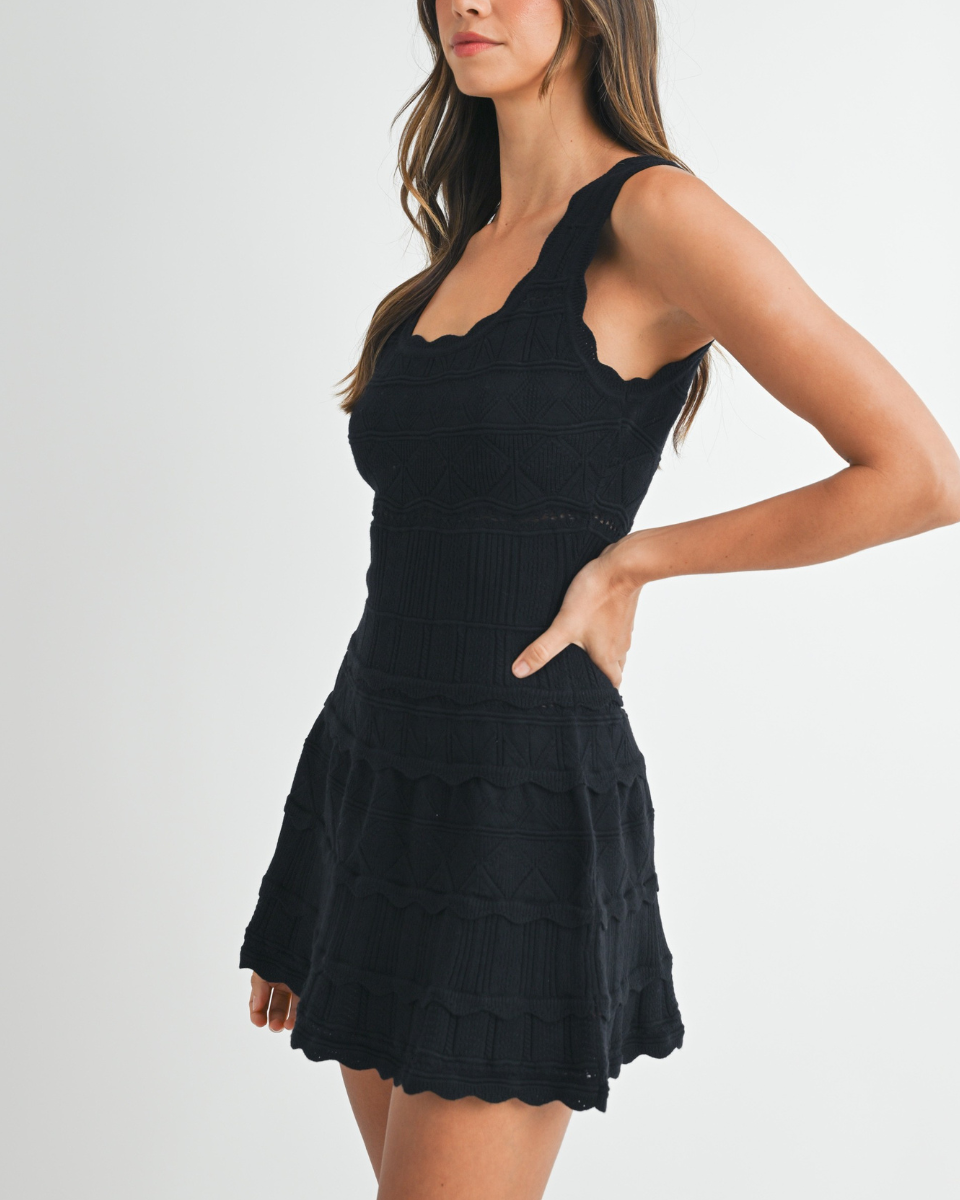 Knit Scallop Sleeveless Mini Dress