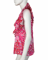 Pink Floral Cotton Statement Sleeve Blouse - Blackbird Boutique
