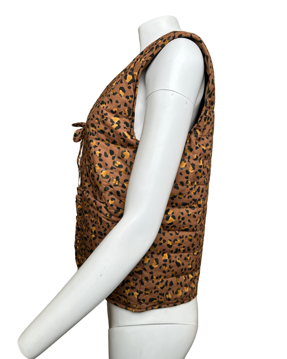 Leopard Print Quilted Vest in Camel - Blackbird Boutique