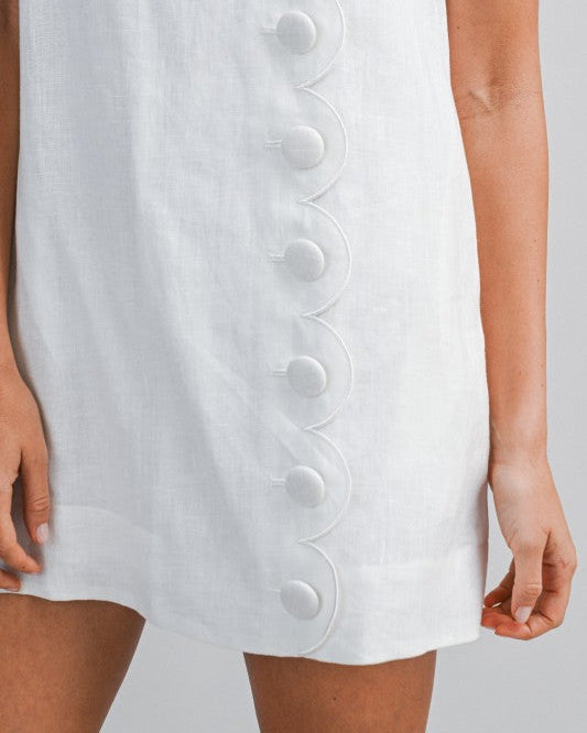 Maggie White Scallop Detail Mini Dress - Blackbird Boutique