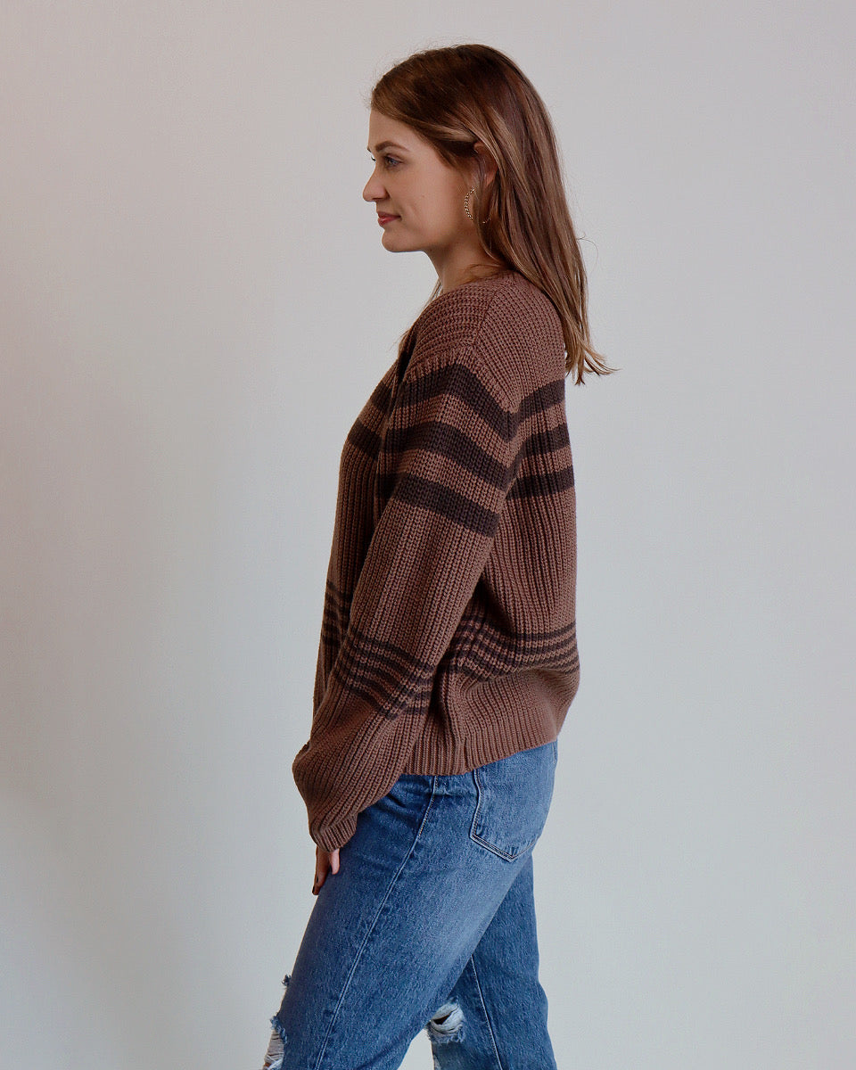 Round Neck Striped Sweater - Blackbird Boutique