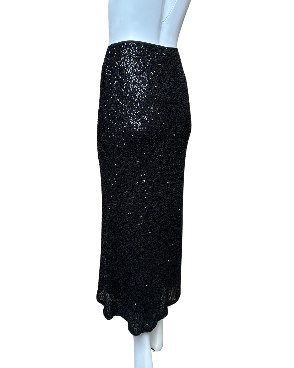 Sequin Bias Maxi Skirt in Black - Blackbird Boutique