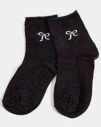 Sparkling Ribbon Socks in Black - Blackbird Boutique