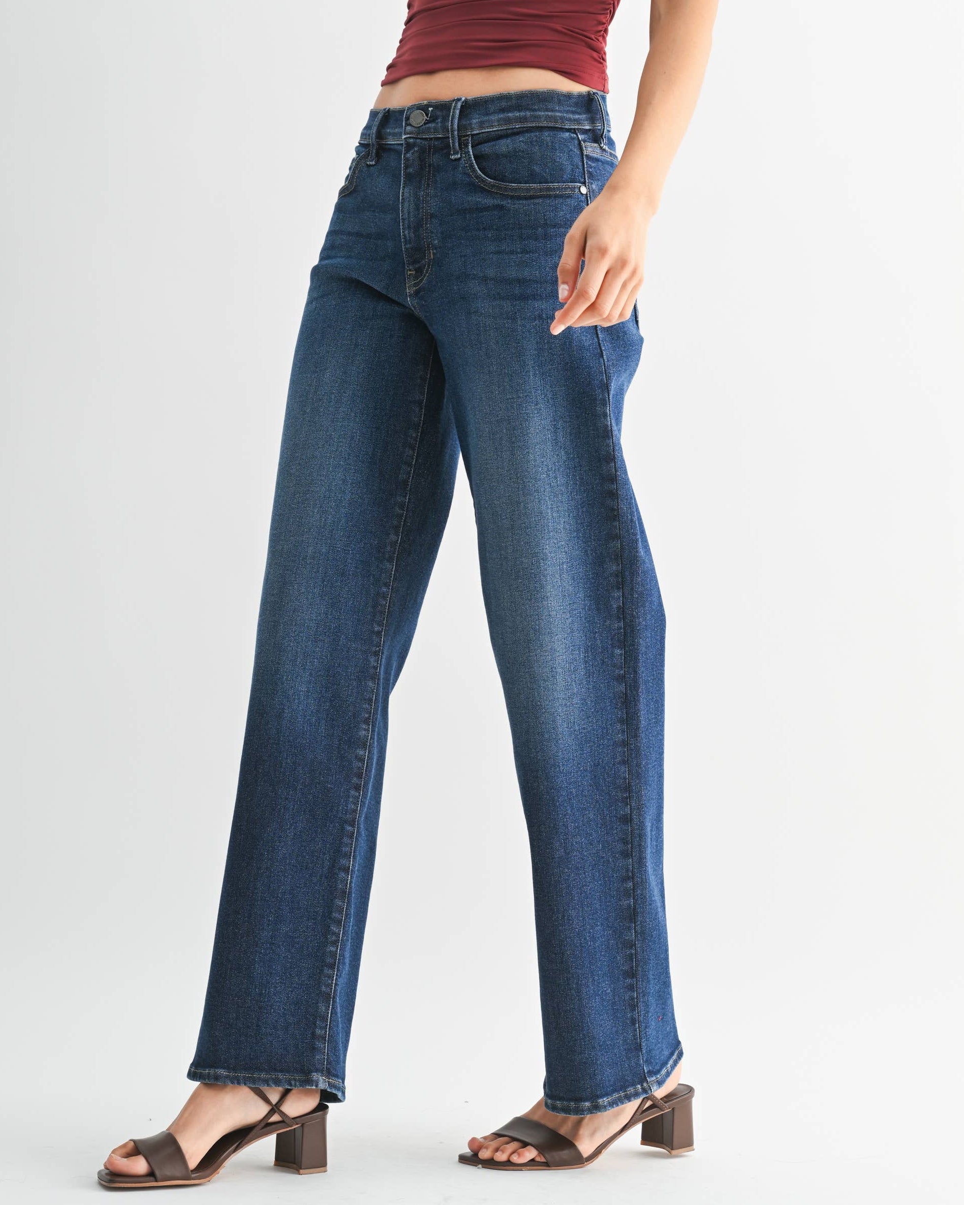 JUST BLACK DENIM | Dark Wash Loose Straight Jeans - Blackbird Boutique