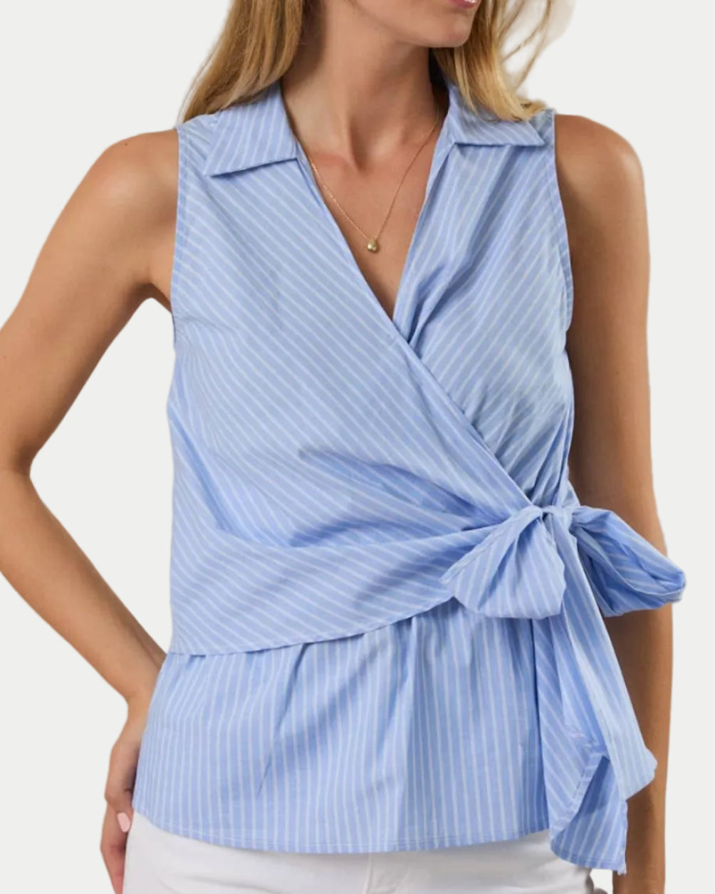 Gretchen Sleeveless Surplice Tie Top - Blackbird Boutique
