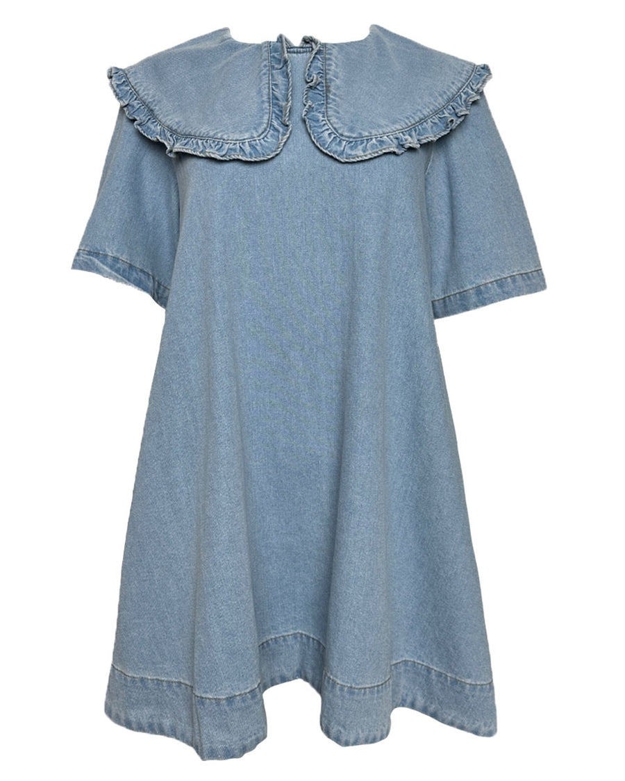 PETER PAN COLLAR DENIM MINI DRESS