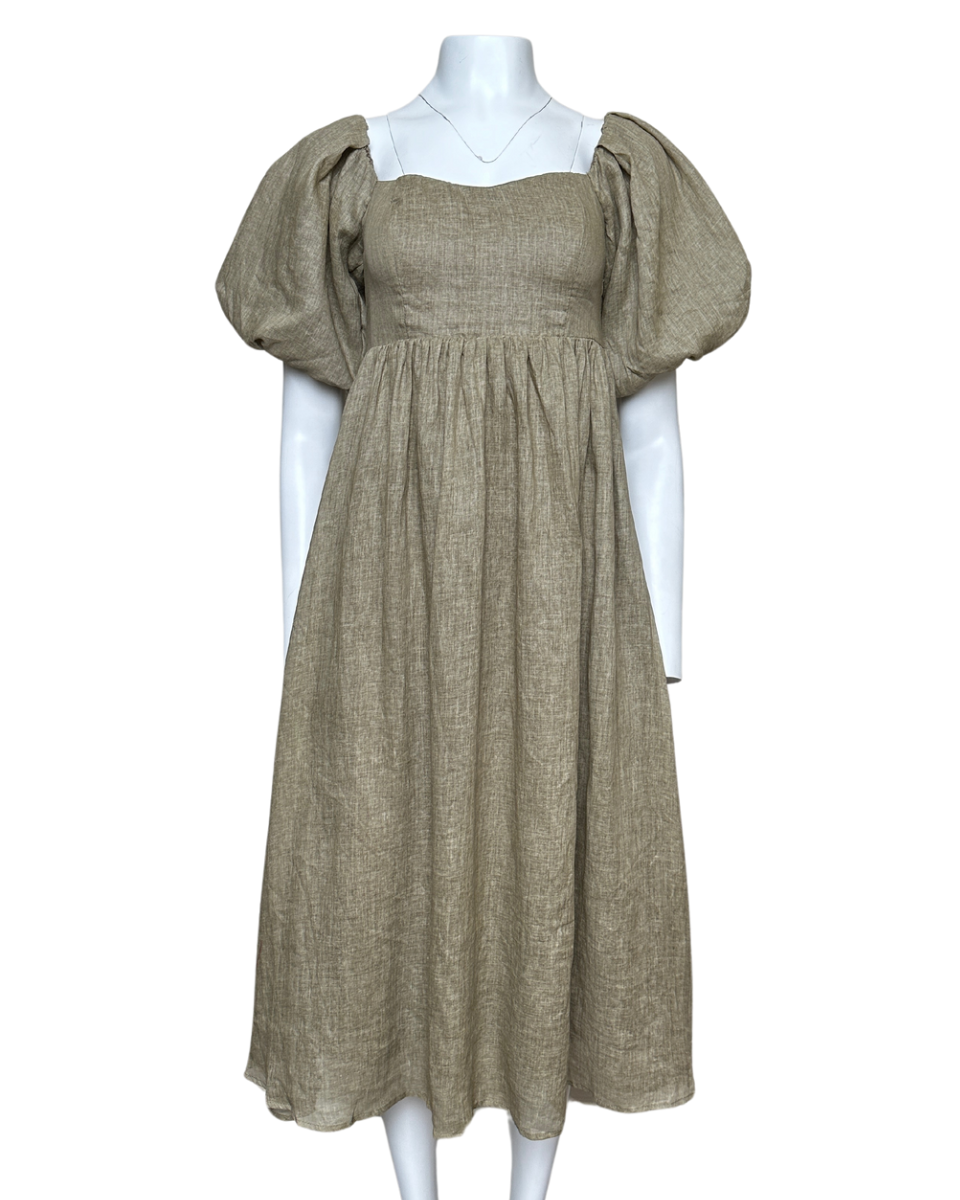 Moss Linen Midi Dress - Blackbird Boutique