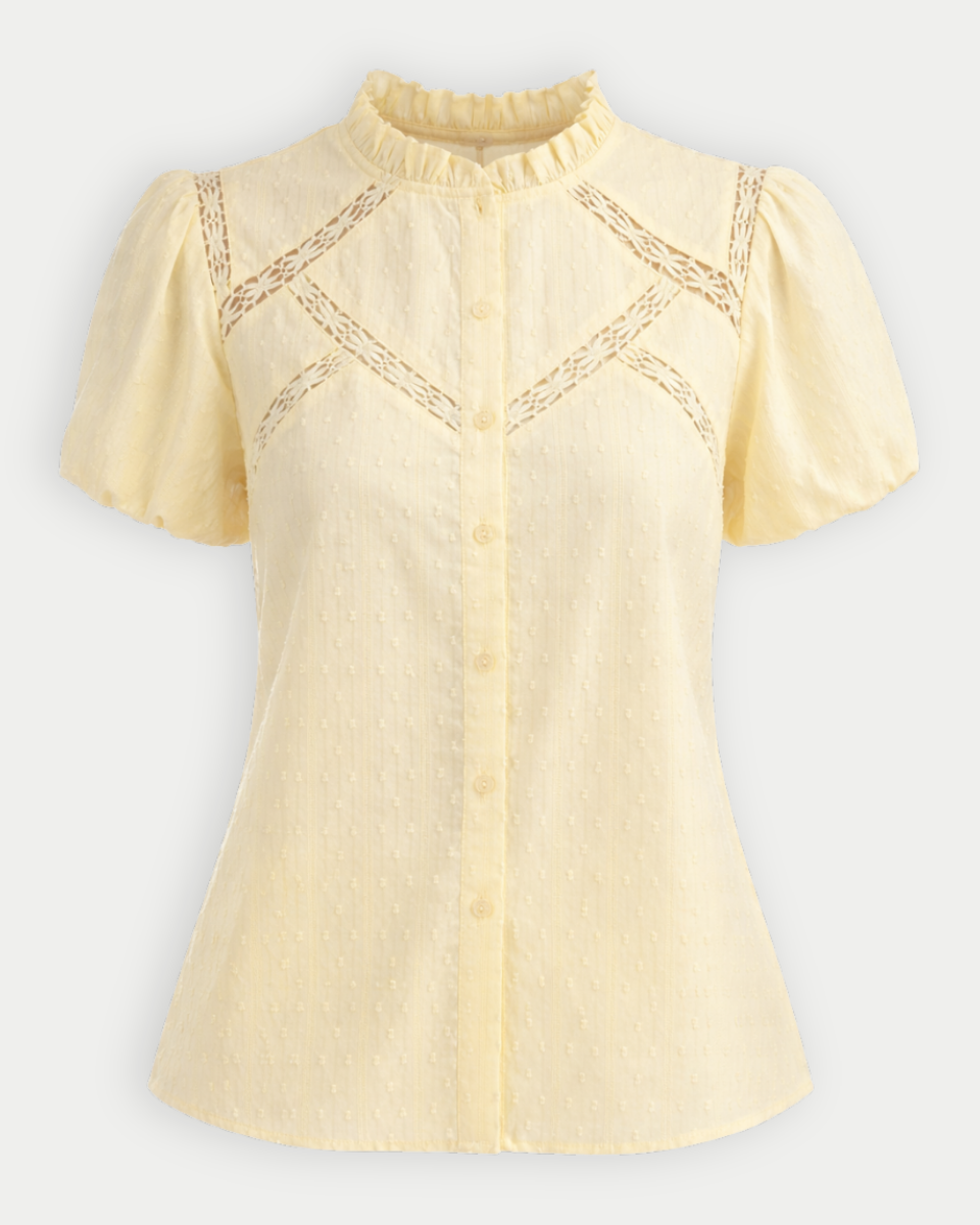 Rosie Button Down Top in Lemon - Blackbird Boutique