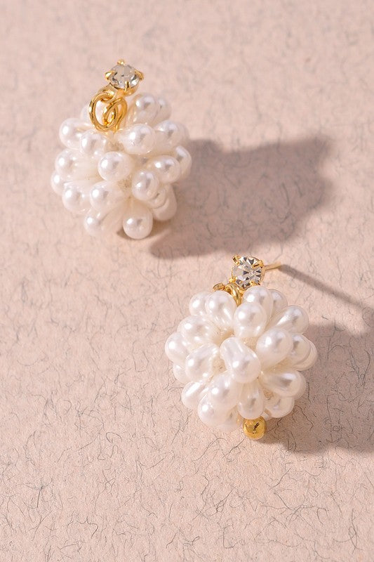 Pearl Bead Cluster Earrings