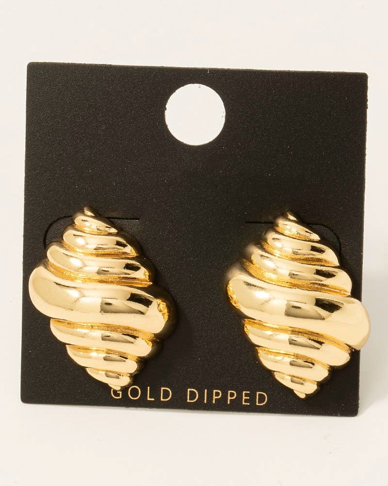 Gold Dipped Croissant Stud Earrings - Blackbird Boutique