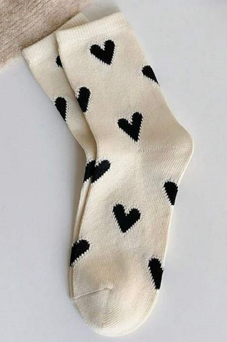 Heart Pattern Crew Sock