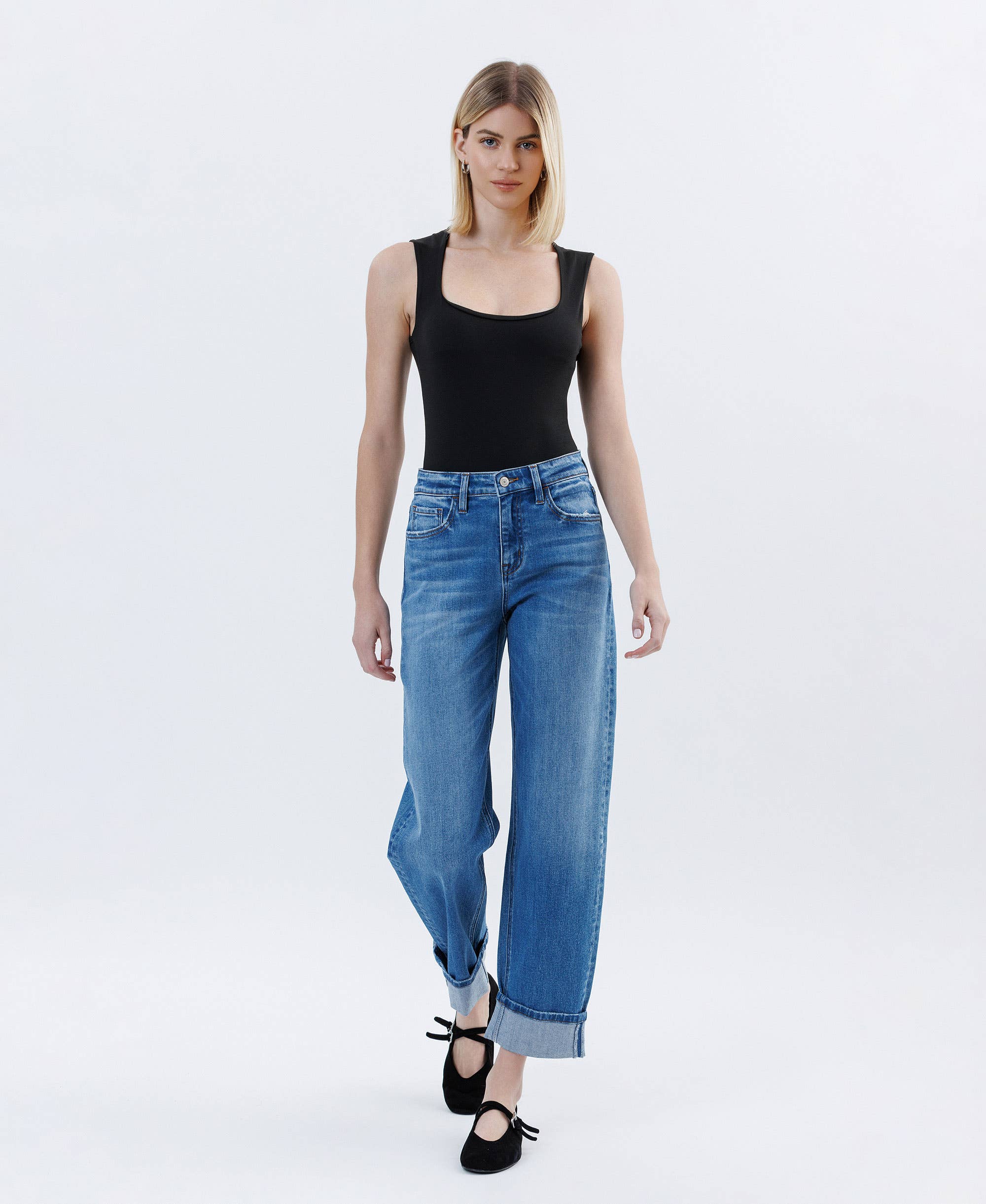 VERVET Kate Lullaby High Rise Barrel Cuffed Jeans