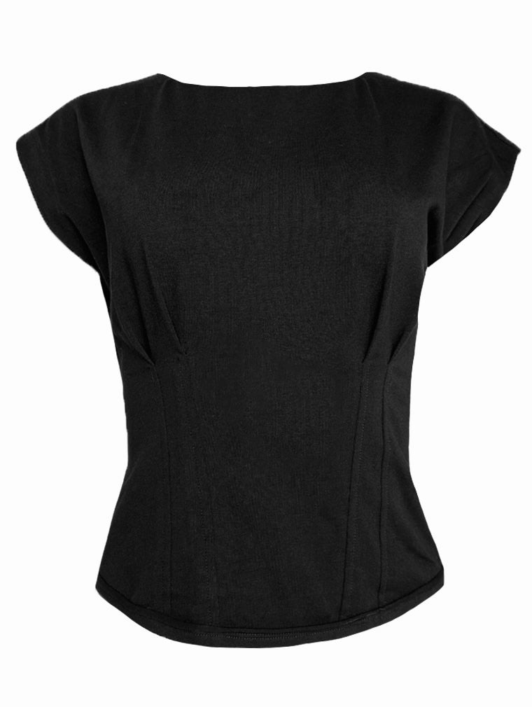 Corset Style Knit Top - Black - Blackbird Boutique