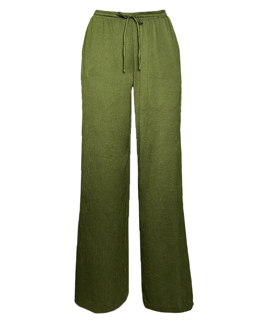 OLIVE SATIN PANTS - Blackbird Boutique