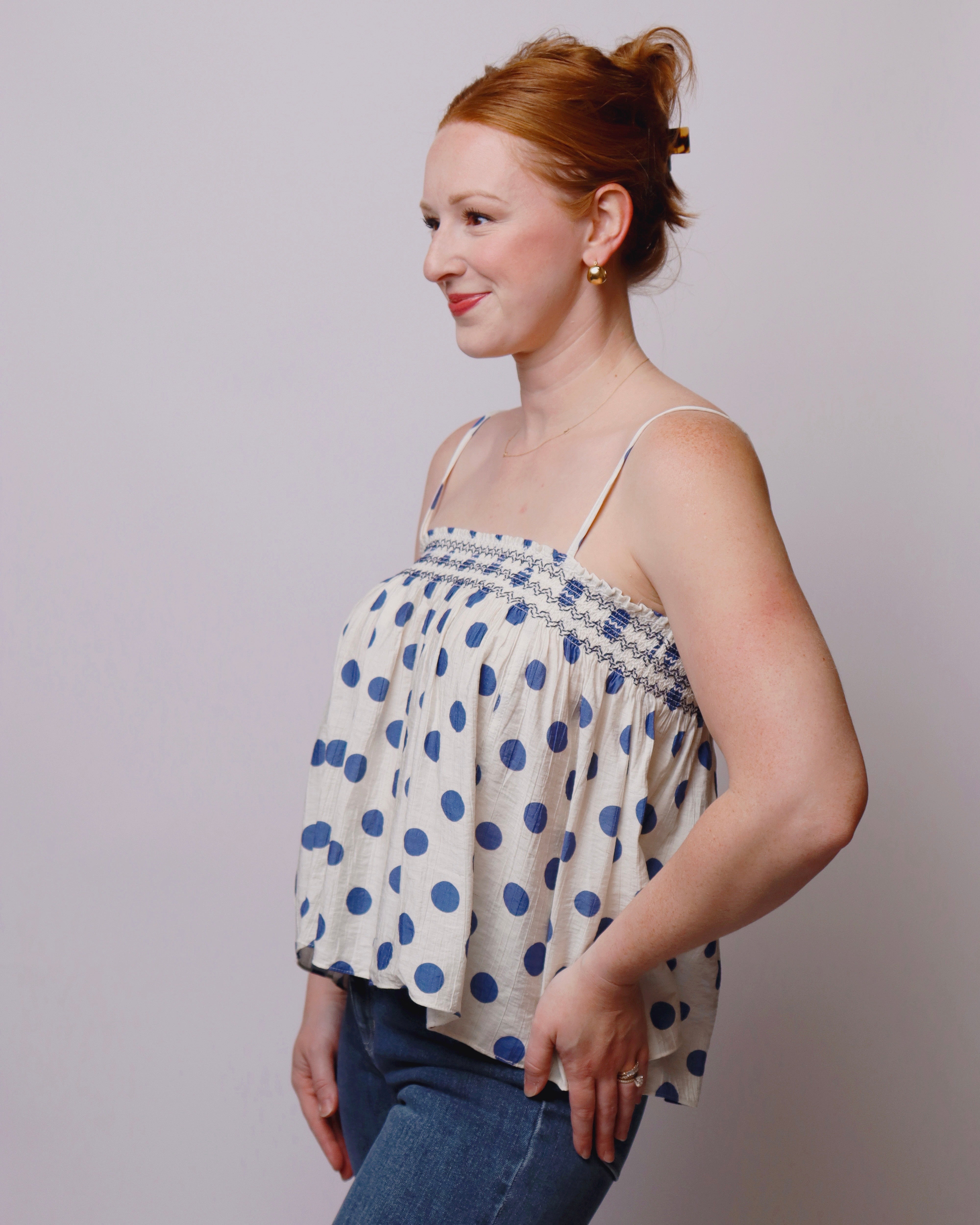 Rebel Polka Dot Smocked Cami Top