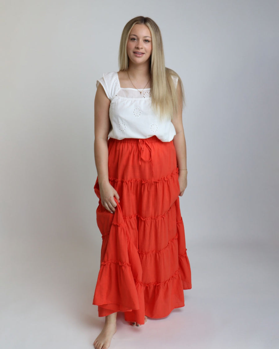 Tiered Drawstring Maxi Skirt - Blackbird Boutique