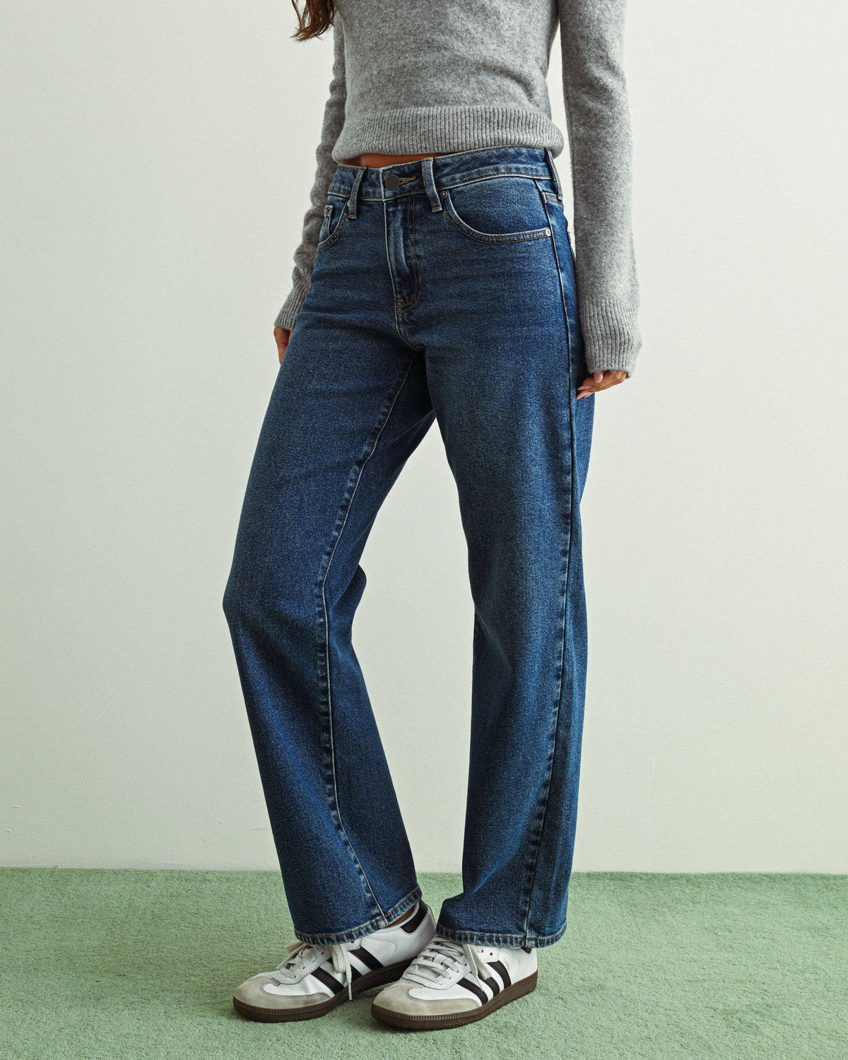 Relaxed Low Rise Stretch Straight - DARK DENIM - DP859 - Blackbird Boutique