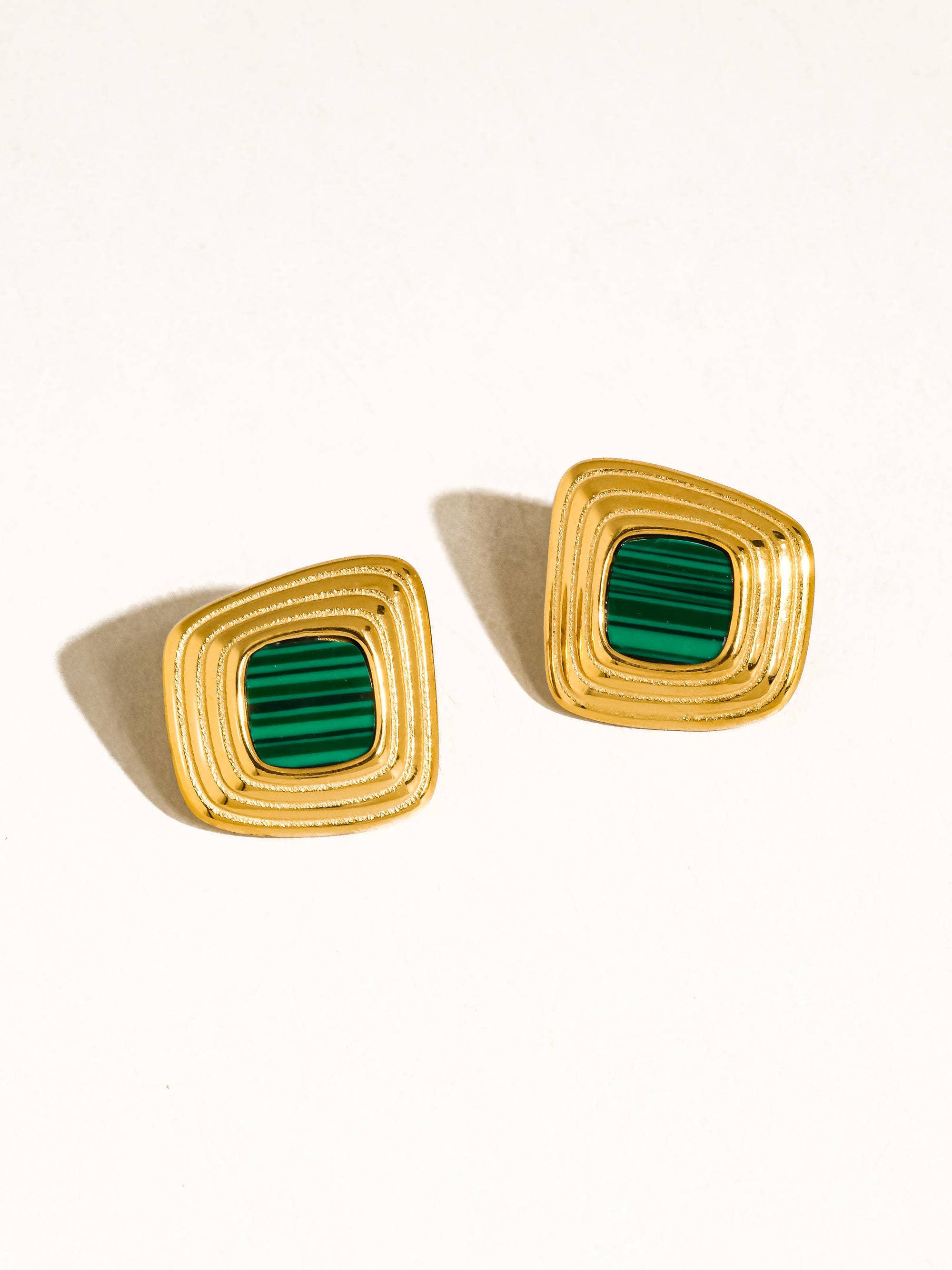 Solenne 18K Gold Non-Tarnish Enamel Square Earrings - Blackbird Boutique