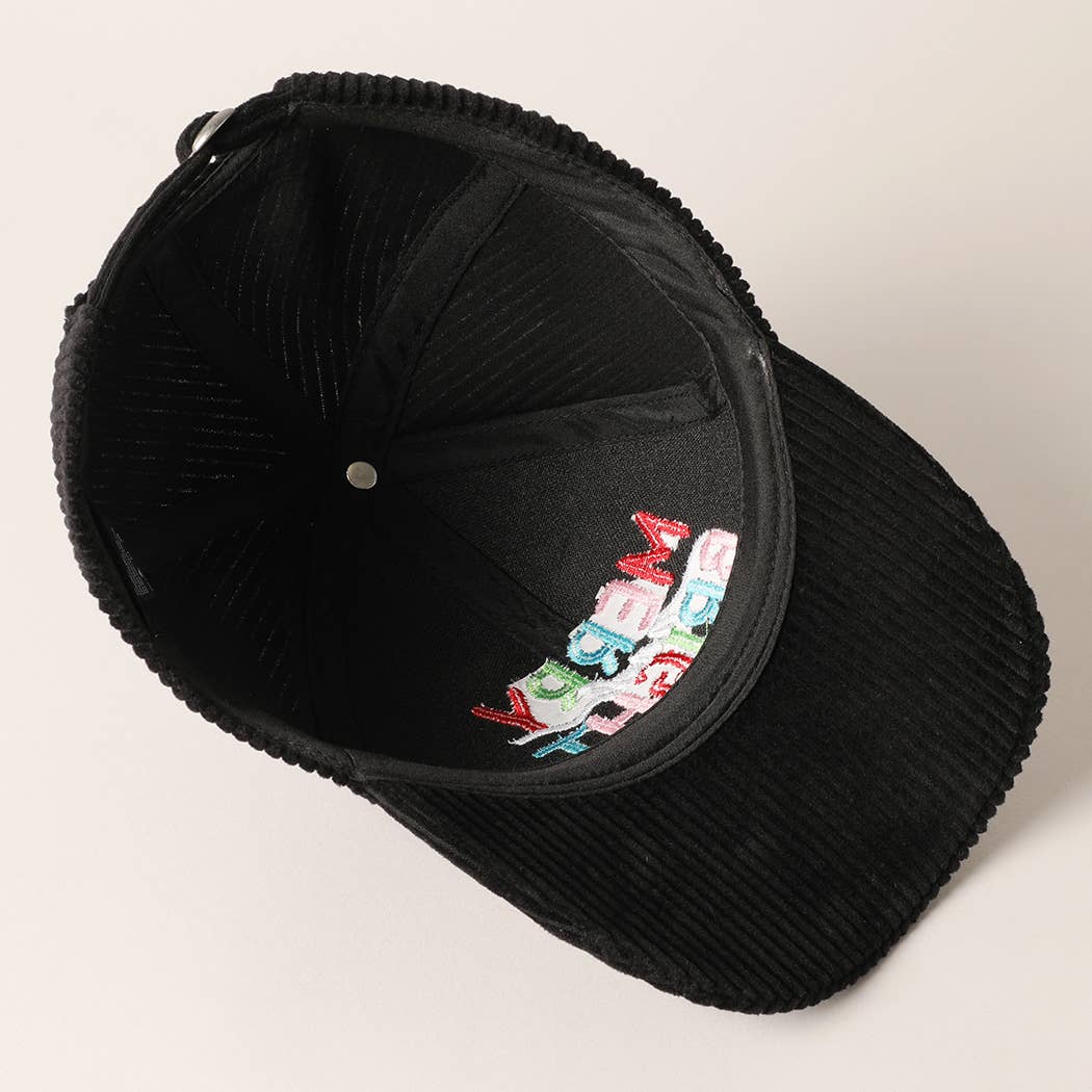 MERRY BRIGHT Embroidery Corduroy Cap - Blackbird Boutique