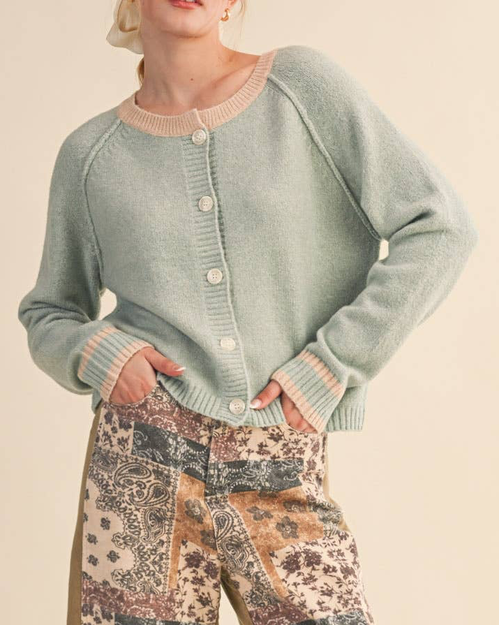 TWO TONE SWEATER CARDIGAN