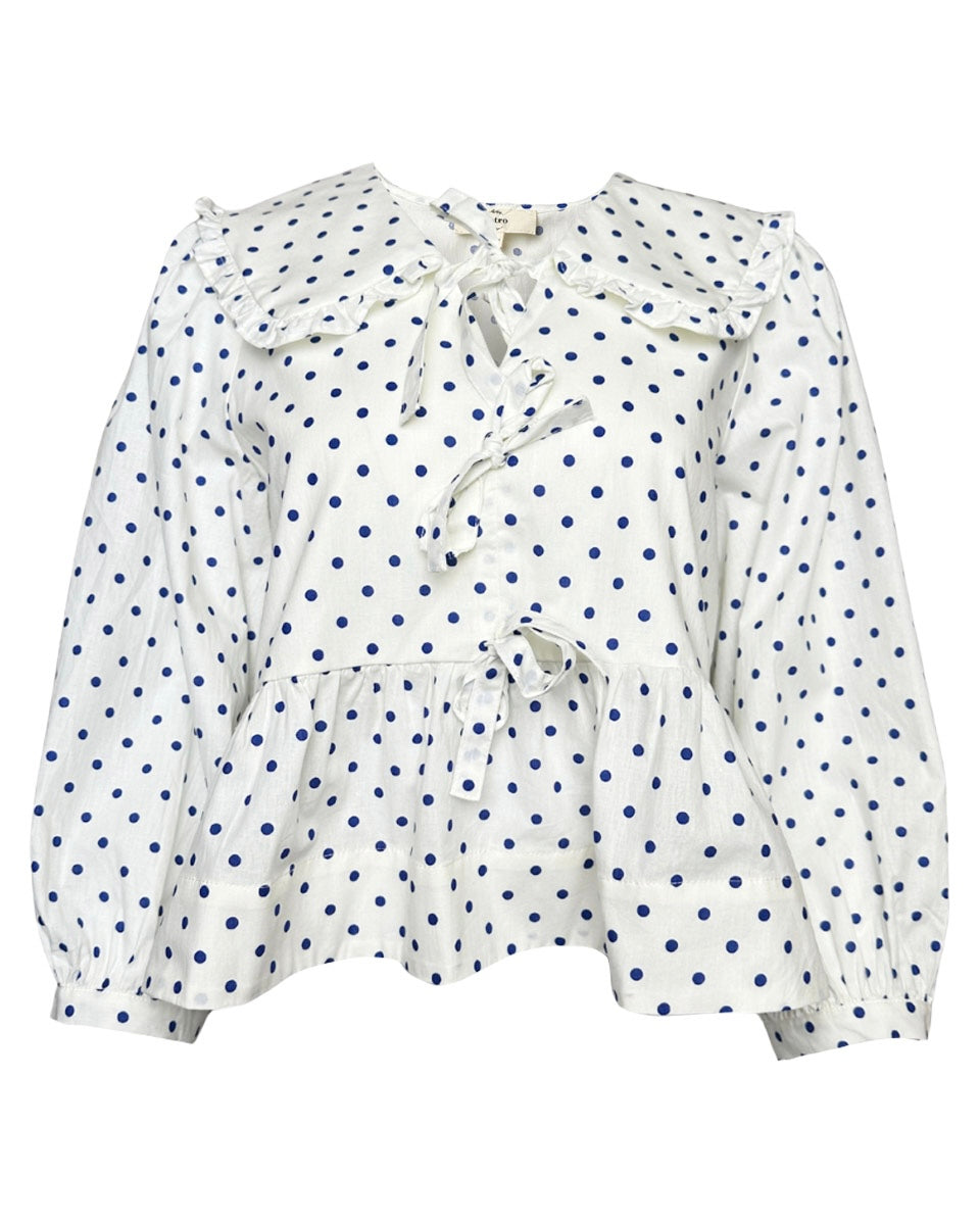 Polka Dot Print Peplum Top - Blackbird Boutique