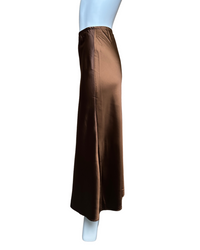 SATIN SLIP MIDI SKIRT - Brown - Blackbird Boutique